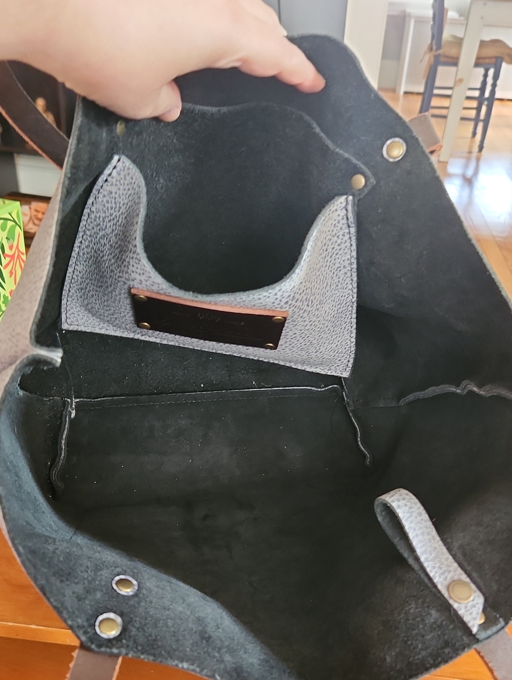 Portland Leather Goods Pebbled Blue Leather Tote - Picture 3 of 6